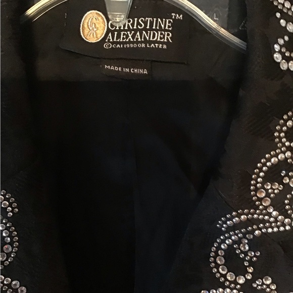 Christine Alexander black jacket embellished large, L, warm, real - Picture 6 of 6